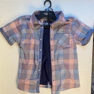 Ben Sherman Kids Plaid Shirt & navy shorts set sz.10/12